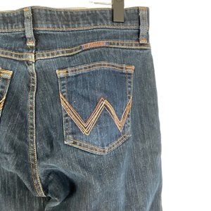 Wrangler Q-Baby Ladies Denim 9/10x32 Dark Wash Womens Jeans No Gap Waistband